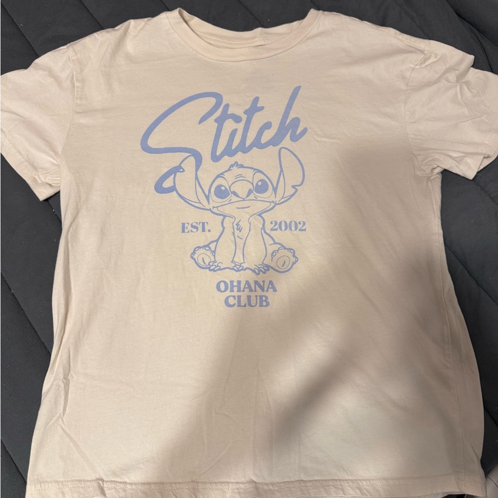 Disney Stitch Logo Tee - Cream with Black Print